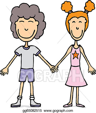 400x470 Young Couple Holding Hands Kids In Love Clipart Drawing