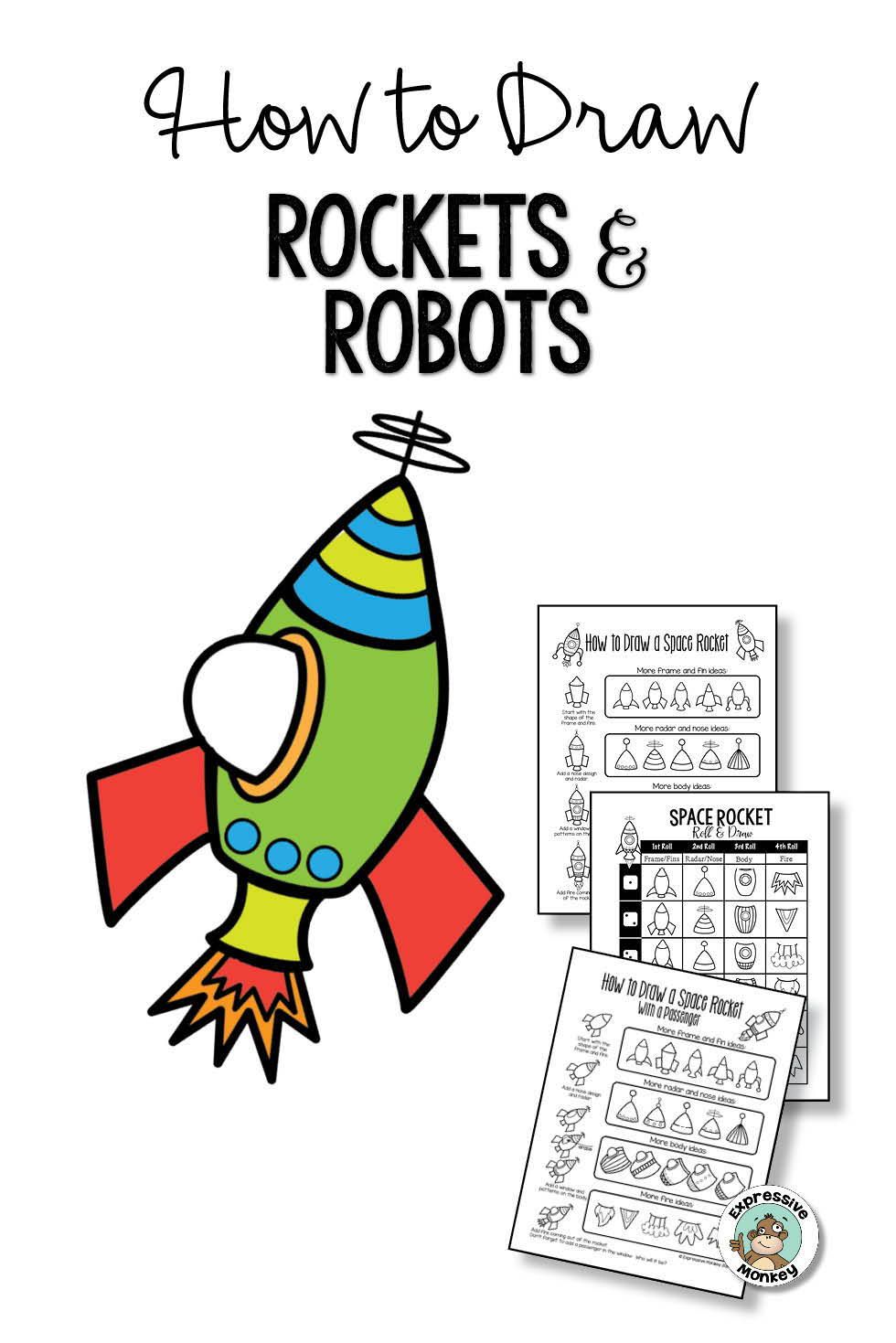 980x1469 How To Draw Rockets And Robots Look Mini Art Lessons
