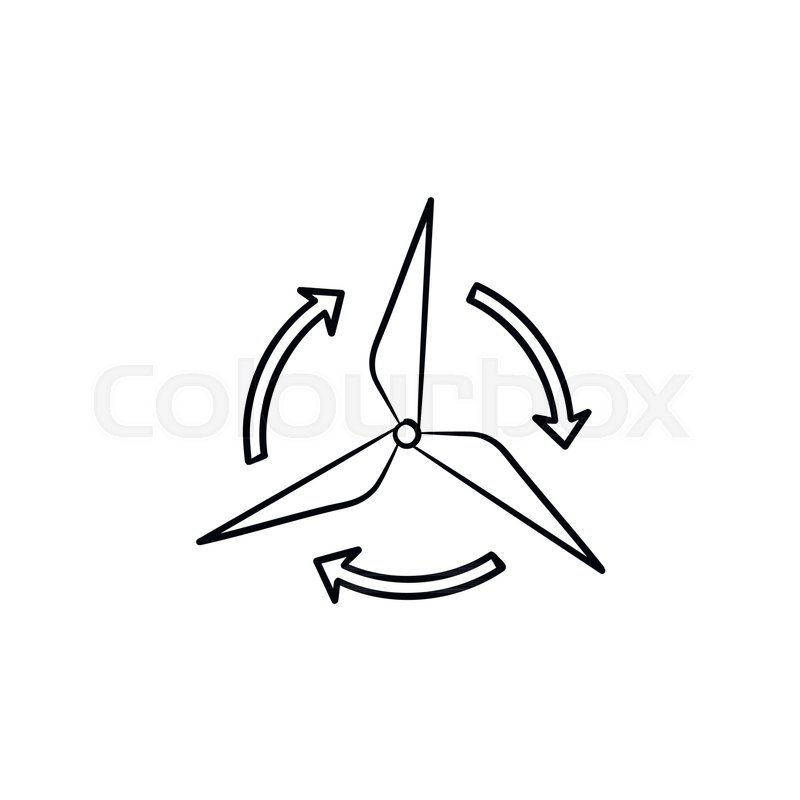 800x800 Wind Generator Hand Drawn Outline Stock Vector Colourbox