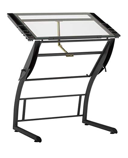 425x524 Offex Home Triflex Drawing Table Charcoalclear Glass