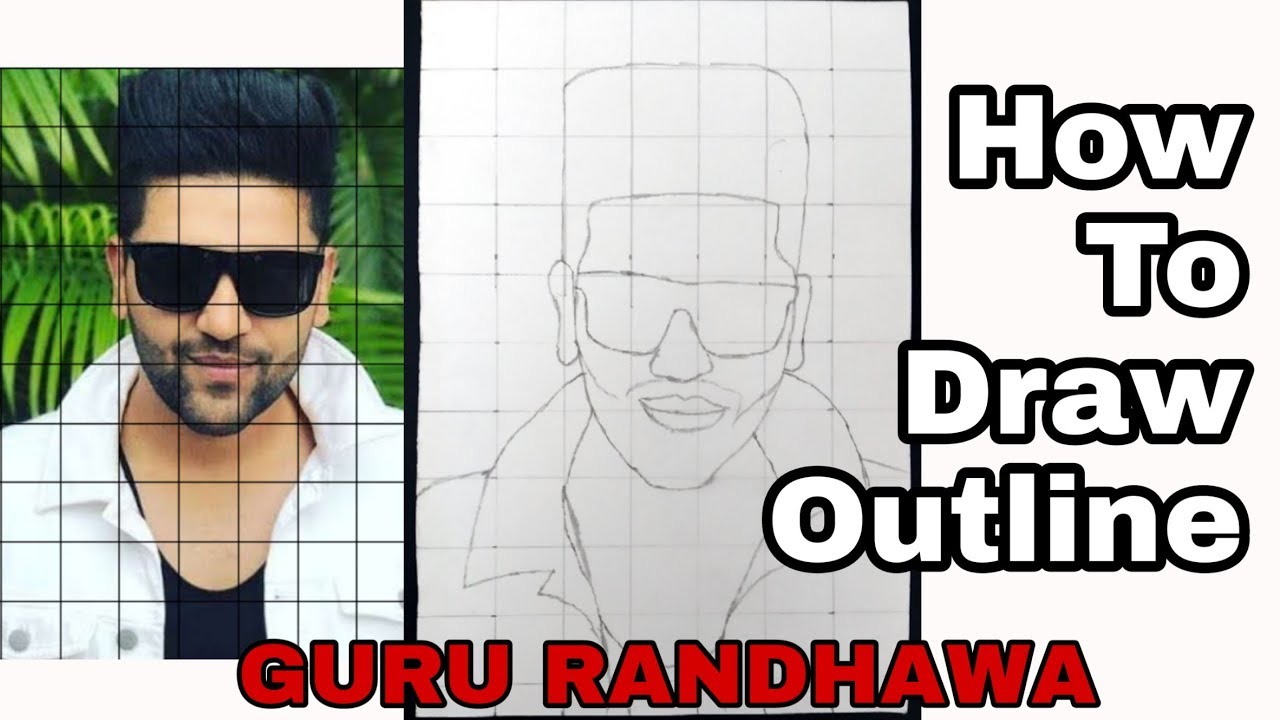 1280x720 how to draw outline of guru randhawa drawing step