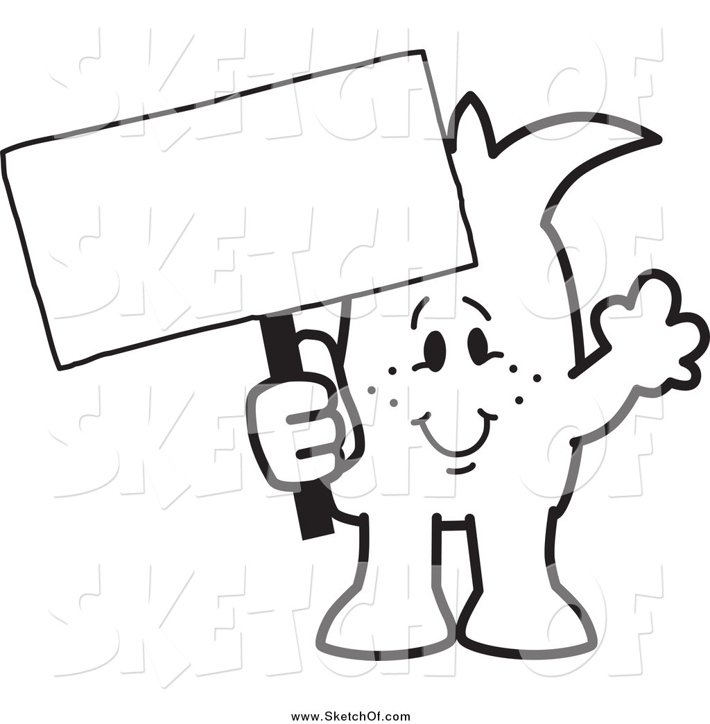 1024x1044 Drawing Of A Happy Squiggle Guy Holding A Blank Sign