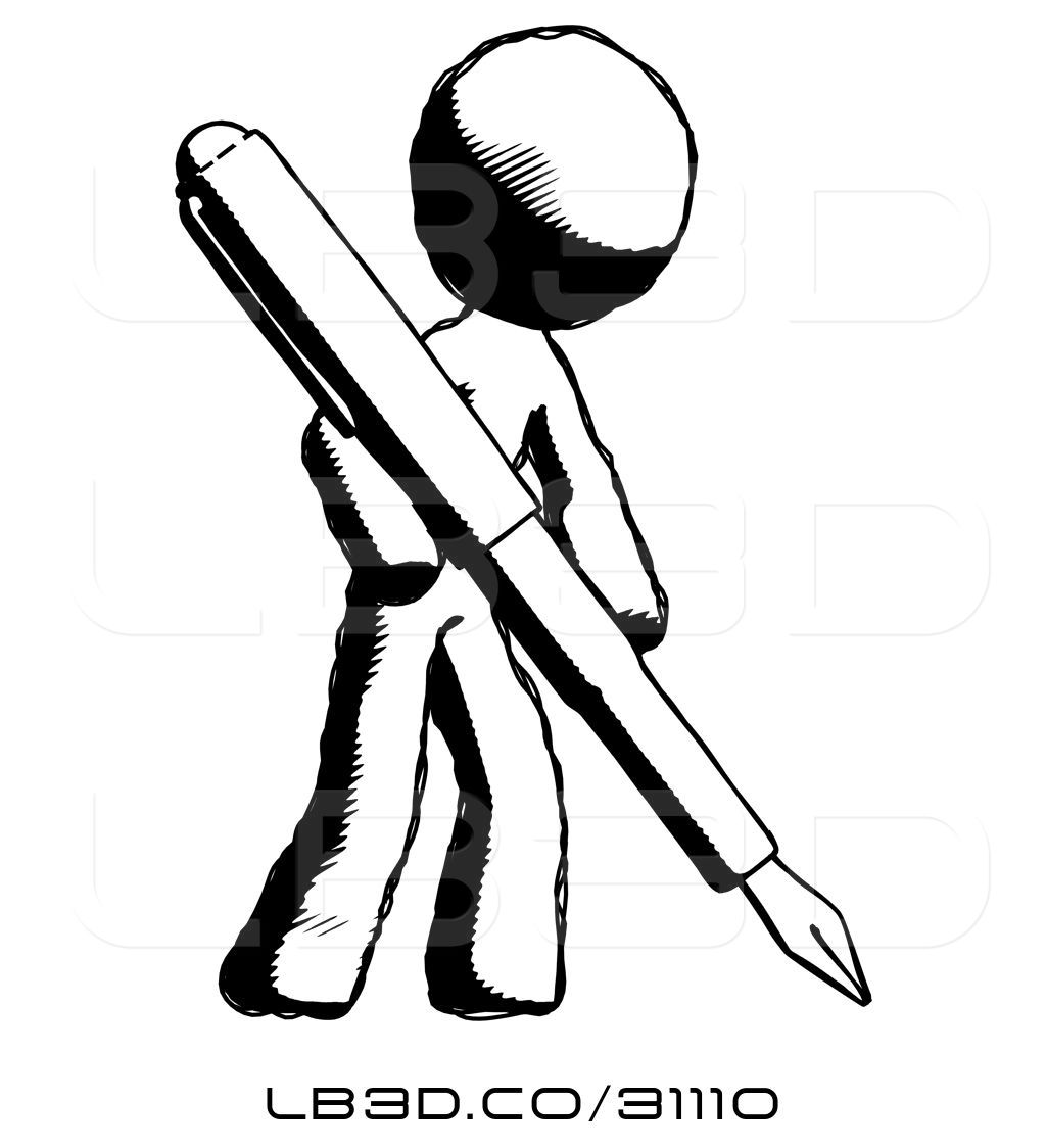 1024x1124 Illustration Of Ink Design Mascot Guy Drawing Or Writing