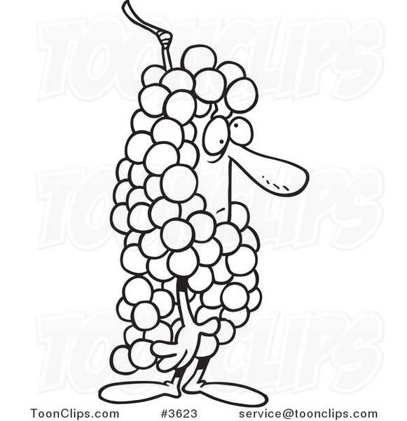 581x600 Cartoon Black And White Line Drawing Of A Guy In A Grape Costume