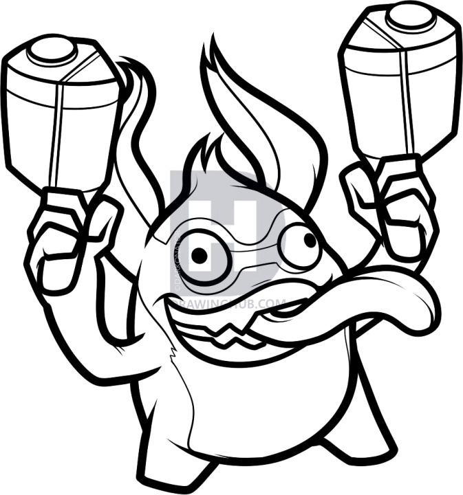 673x720 how to draw trigger happy, skylanders, step