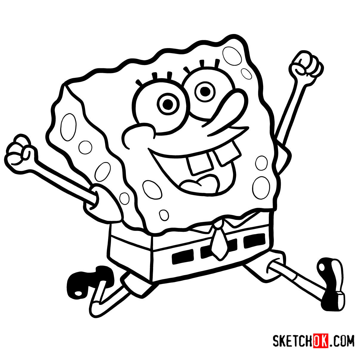 1200x1200 How To Draw Spongebob Happy And Running