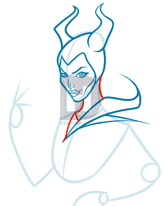 576x720 How To Draw Angelina Jolie As Maleficent, Step