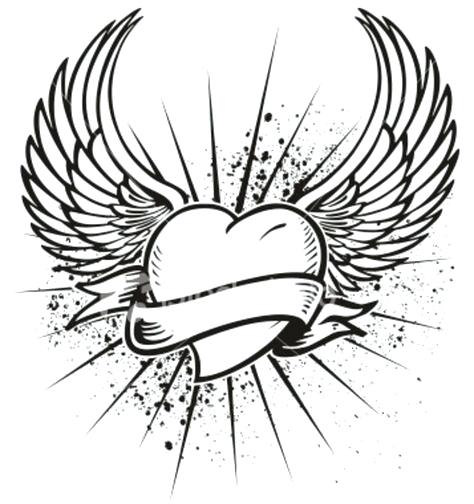 474x504 Drawing Of Hearts With Wings Download