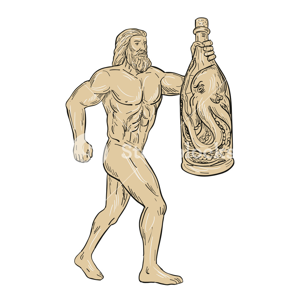 1000x1000 Drawing Sketch Style Illustration Of Hercules, A Roman Hero
