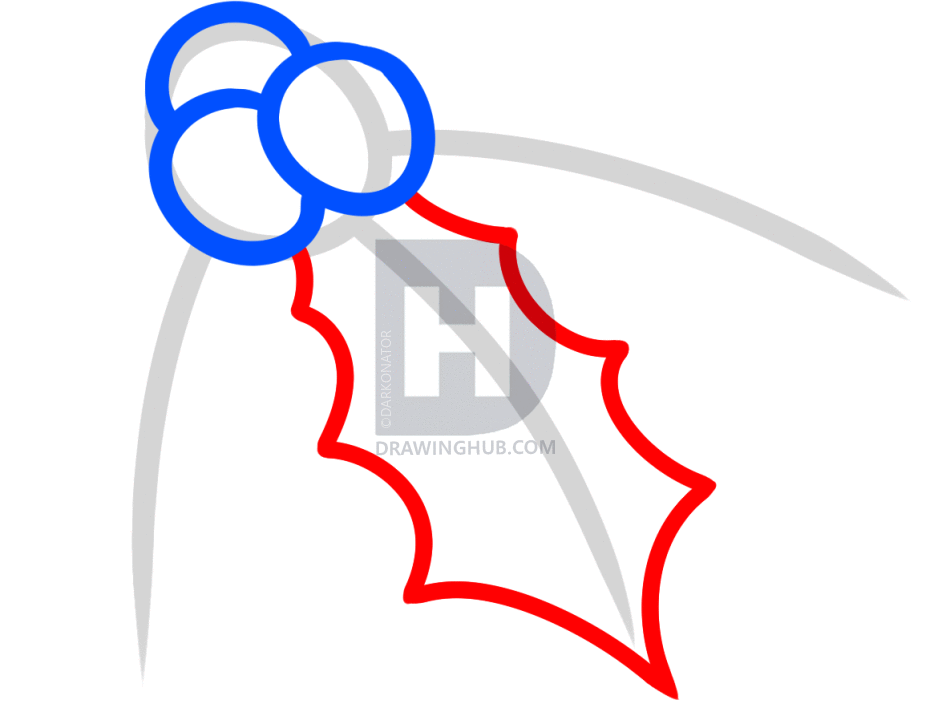 942x720 How To Draw Christmas Holly, Step