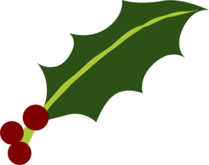299x237 One Holly Leaf Berries Clip Art