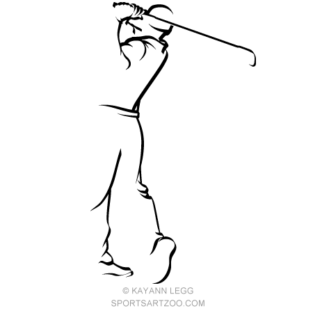 450x450 Golfer Hitting An Iron Shot In Kiddy Art Golf Drawing