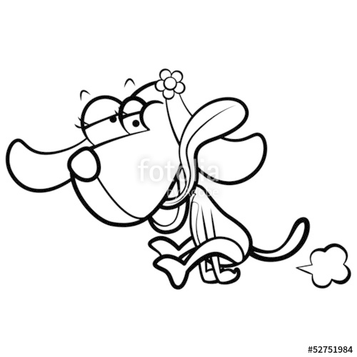500x500 Coloring Humor Cartoon Dog Running With White Background Stock