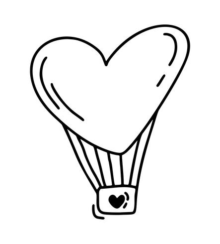 443x490 monoline cute balloon in form of heart vector valentines day hand