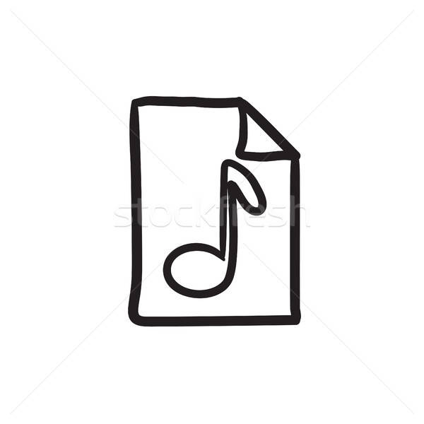 600x600 Musical Note Drawn On Sheet Sketch Icon Vector Illustration