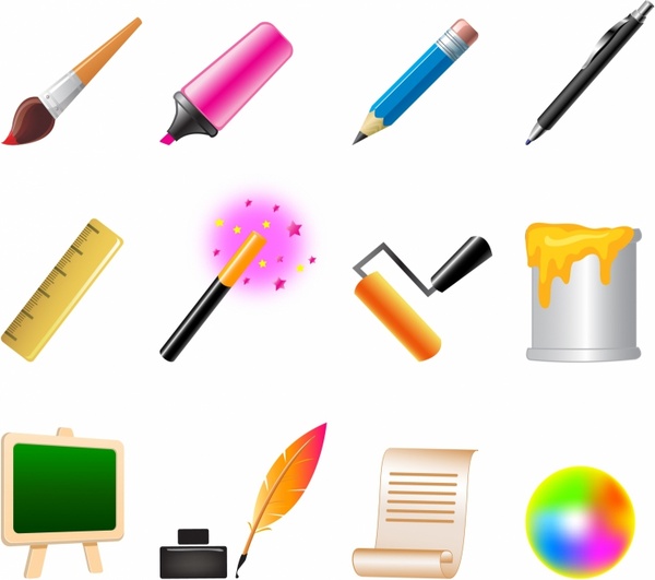600x531 Writing And Drawing Icons Free Vector In Adobe Illustrator