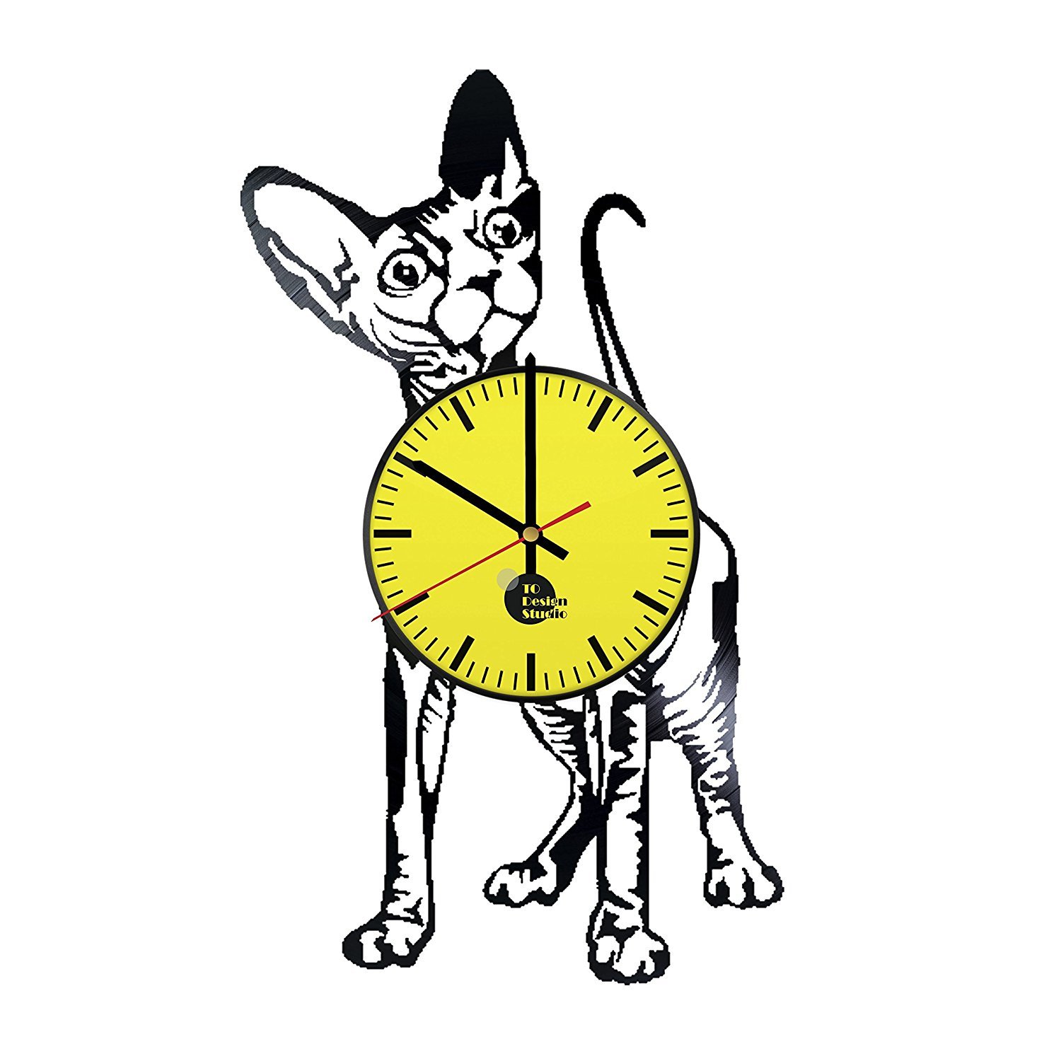 1500x1500 Sphynx Kitten Vinyl Record Wall Clock