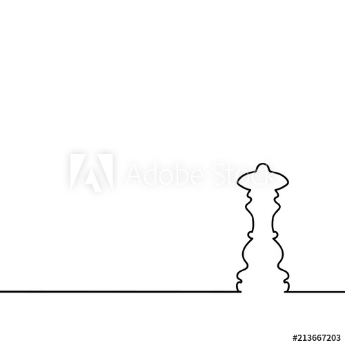 500x500 Chess Figure Of The Queen Continuous Line Drawing Beautiful