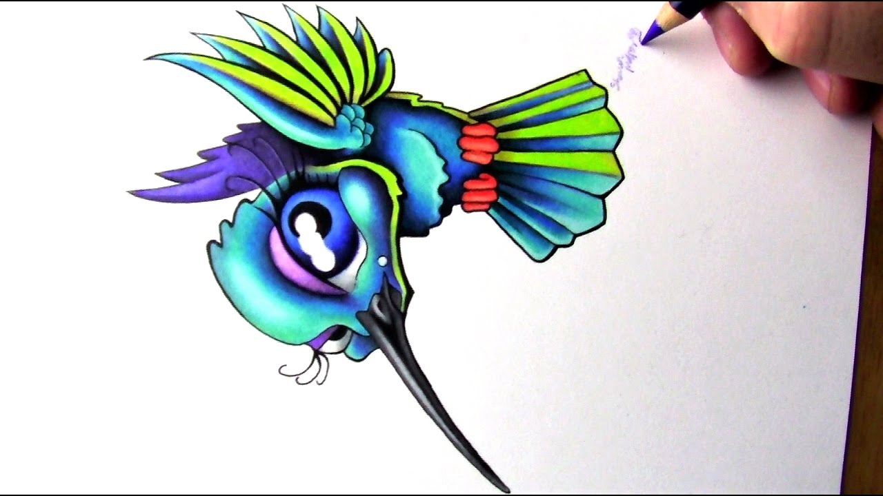 1280x720 Drawing A Colorful Bird In Color Pencils