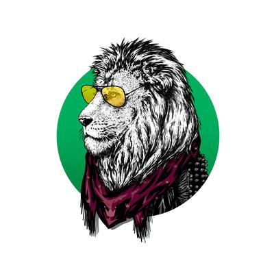 400x400 Lion In Glasses And Color Scarf With Drawing Posters
