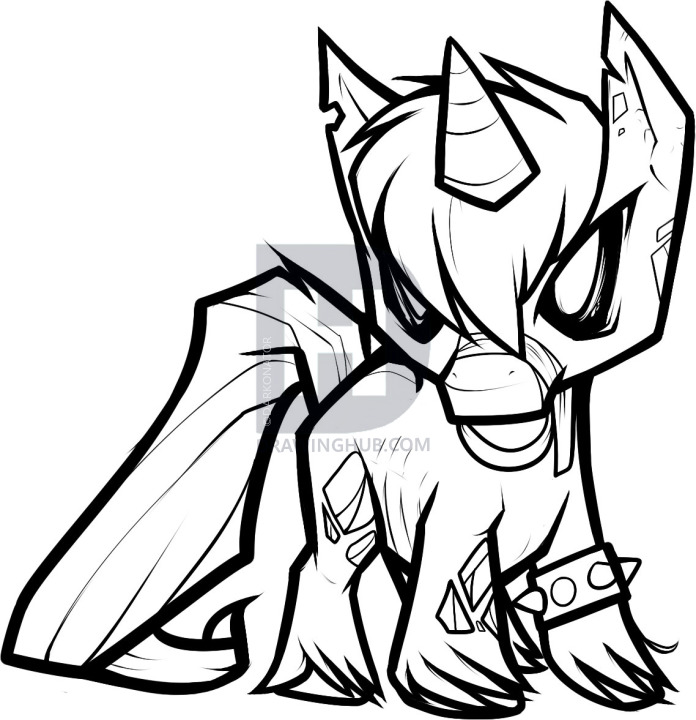 696x720 How To Draw A Zombie Unicorn, Zombie Unicorn, Step