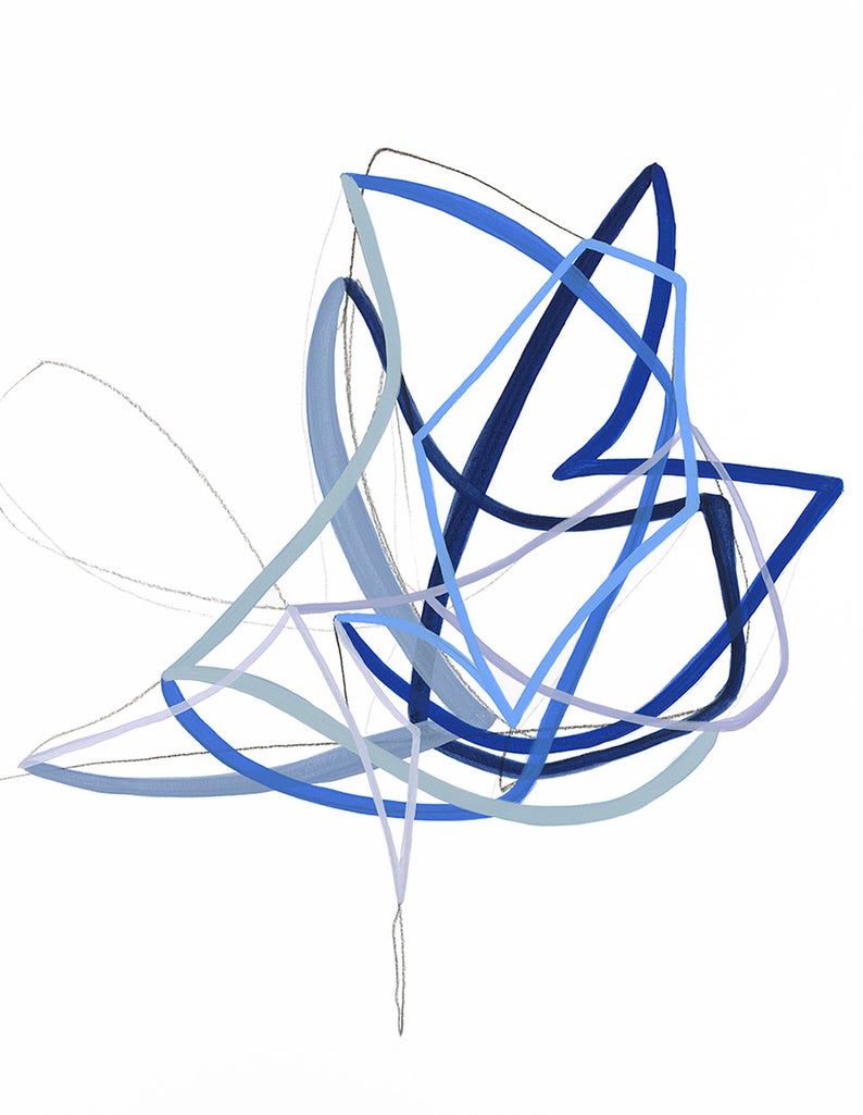 794x1025 Original Painting On Paper Line Drawing Navy Etsy