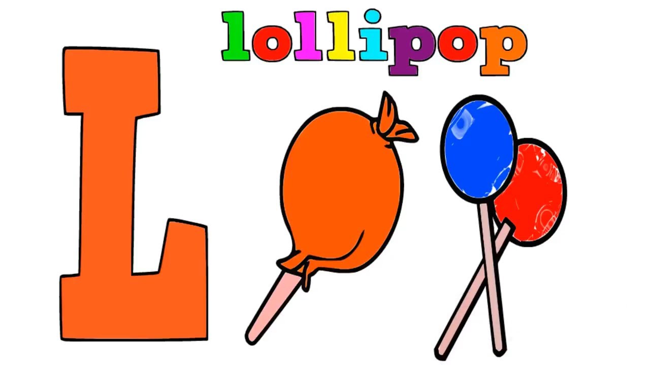 1280x720 The Letter L Alphabets Coloring And Drawing L Is For Lollipop