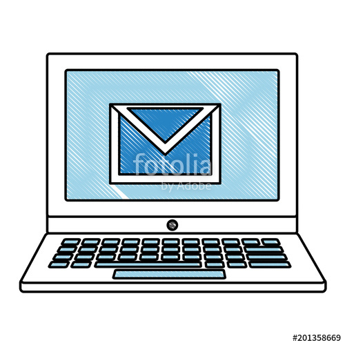 500x500 Laptop Email Notification Message Social Media Vector Illustration