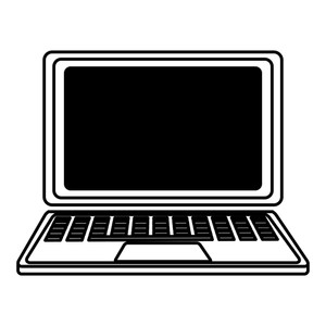 300x300 Laptop Financial Icon Drawing In White Background Vector
