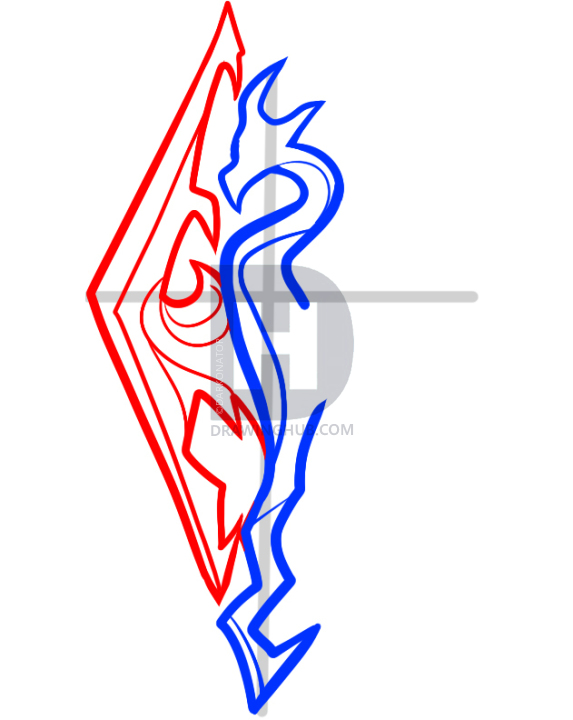 573x720 how to draw skyrim, skyrim logo, step