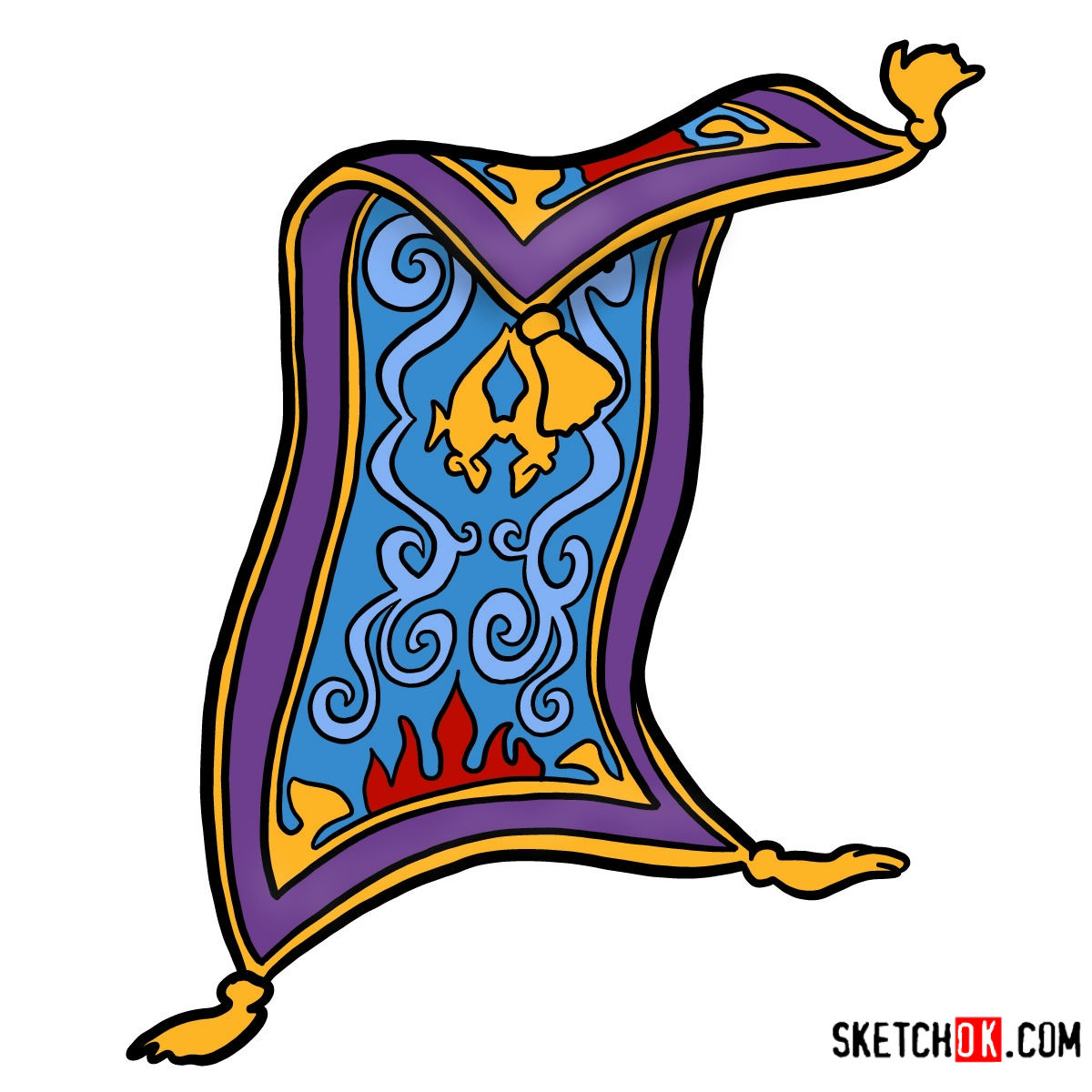 1200x1200 How To Draw The Magic Carpet From Disney's Aladdin