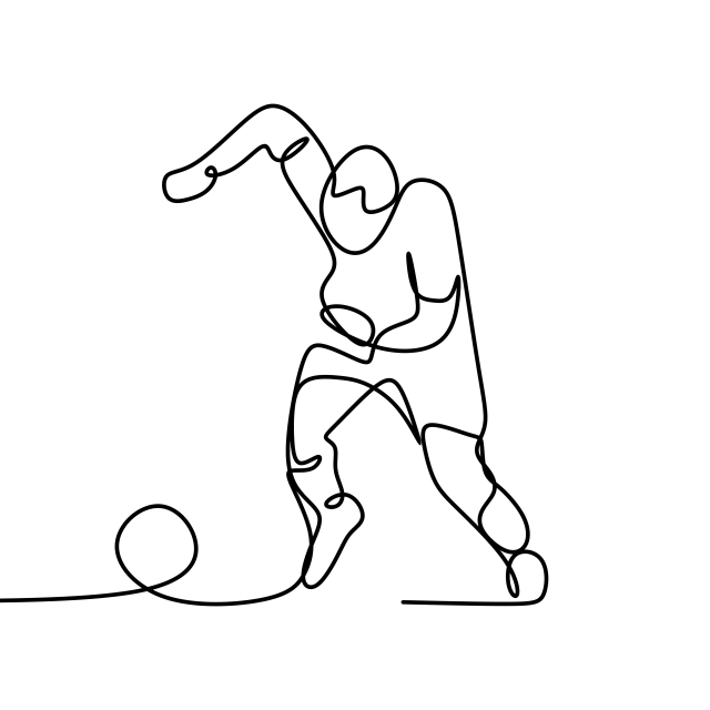 640x640 Continuous Line Drawing Of A Man Kick A Ball During Football Game