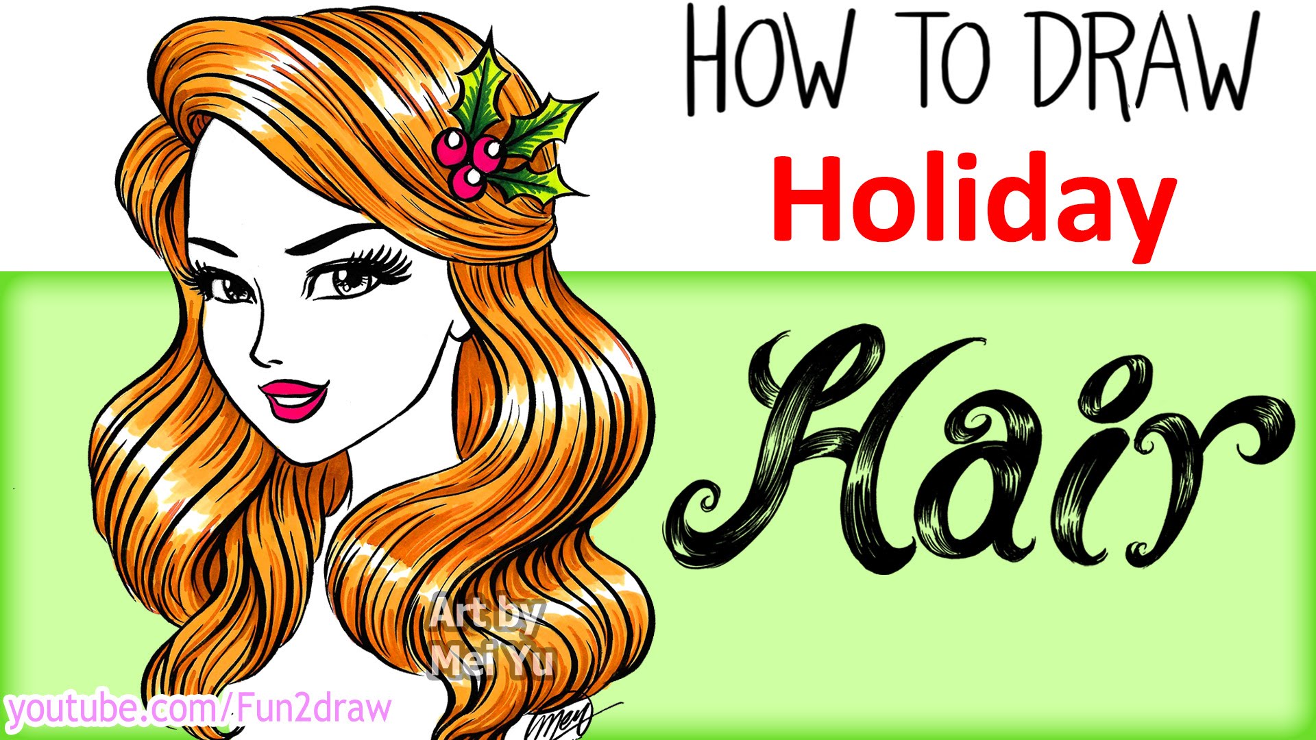 1920x1080 How To Draw Hair Draw + Color Christmas Holiday Hair Kids