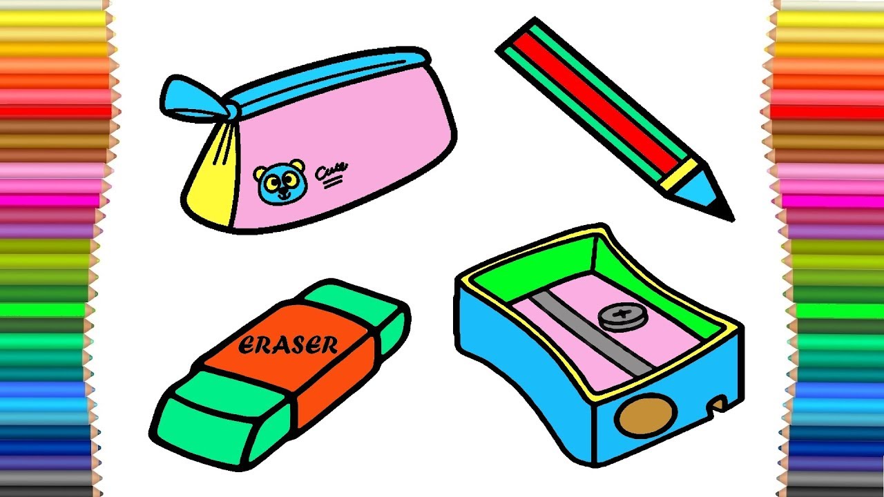 1280x720 Drawing School Materials For Children Art Colors And Coloring Book
