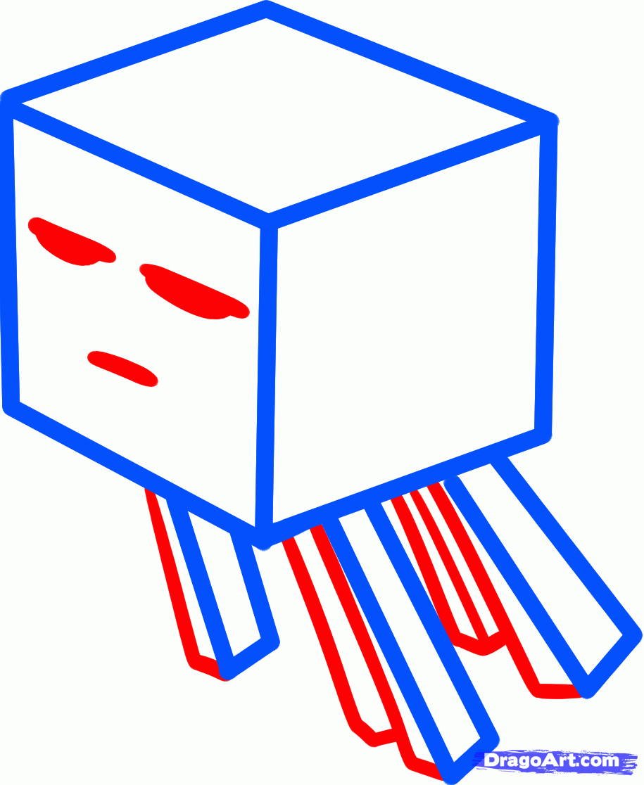 915x1116 How To Draw A Ghast, Minecraft Ghast, Step