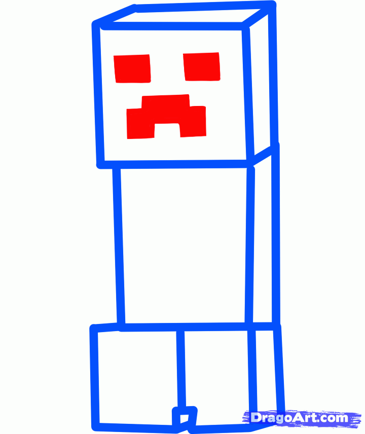 720x856 draw a minecraft creeper, minecraft, step