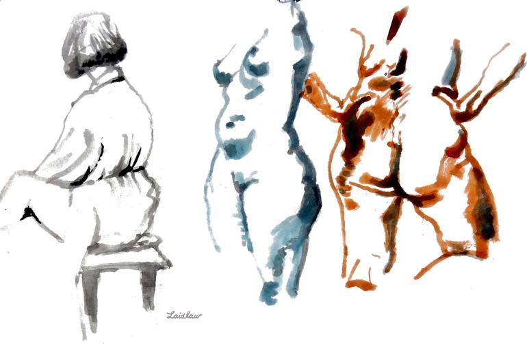 770x514 Model Waiting To Pose And Two Poses Painting