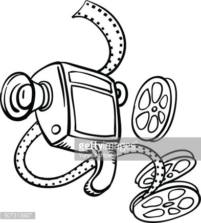 393x436 Whiteboard Drawing Retro Movie Camera Premium Clipart