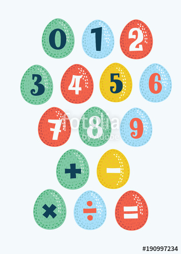 356x500 Stickers With Numbers, Drawing On The Different Colors Eggs