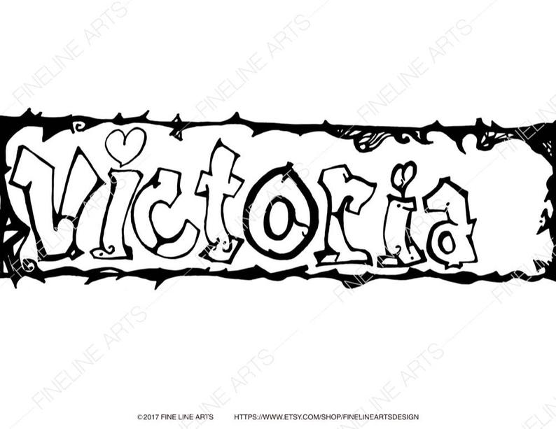 794x613 Victoria Coloring Book Pages Girls Baby Womens Names Etsy