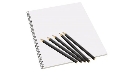 500x281 Blank White Spiral Bound Paper Drawing Pad With Pencil Premium