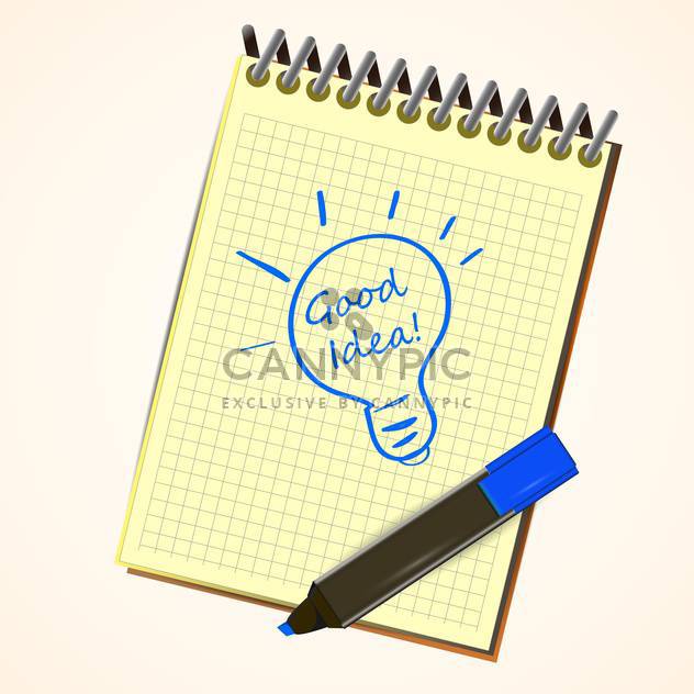 632x632 Vector Notebook With Marker Pen Drawing An Idea Symbol Light Bulb