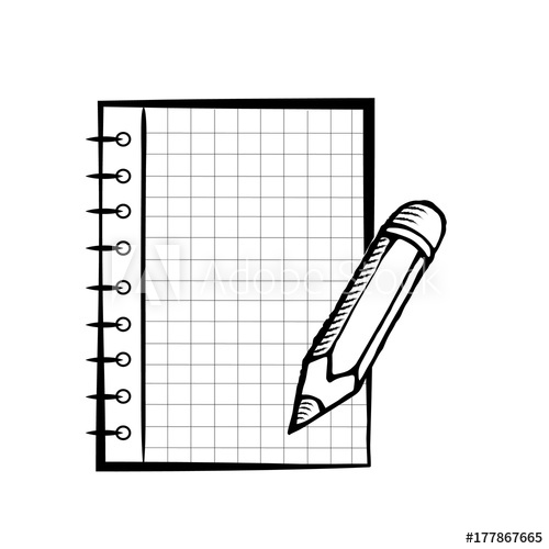 500x500 Notepad With Pencil On White Background Template For Advertising