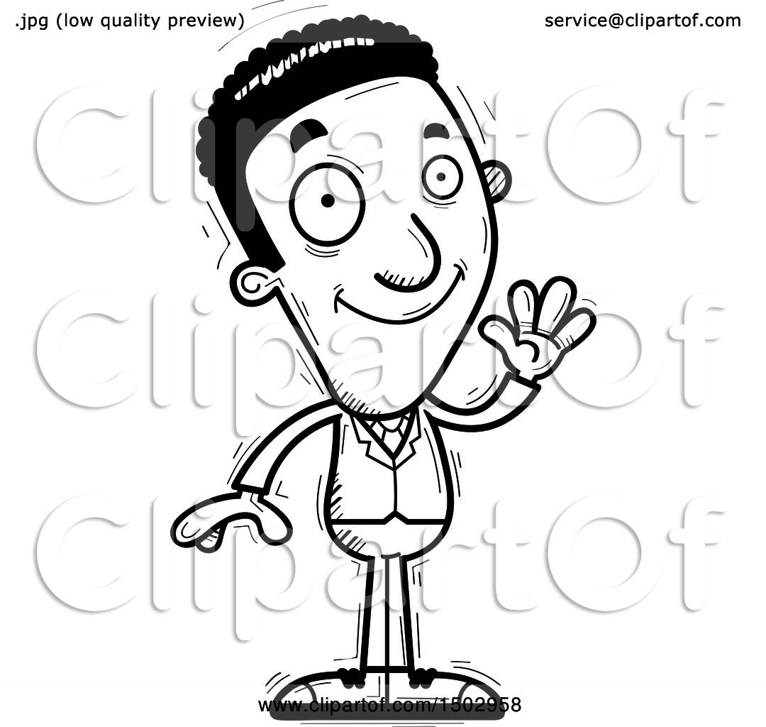 1080x1024 Clipart Of A Black And White Waving African American Business Man