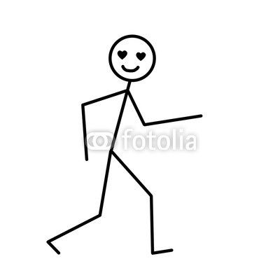 400x400 Walking Man, Primitive Drawing In Black Pencil On A White
