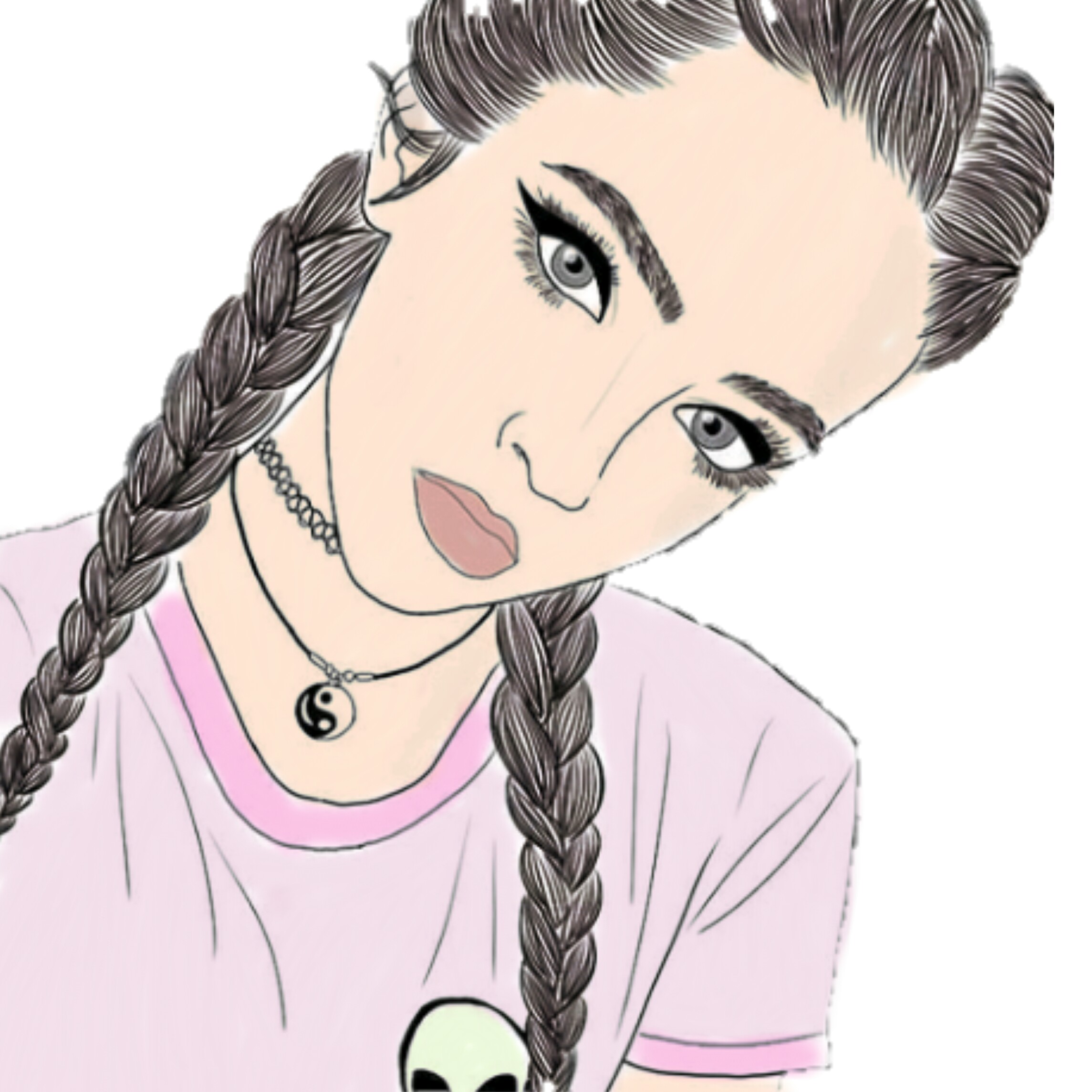 2289x2289 Girl Tumblr Paint Drawing Outline