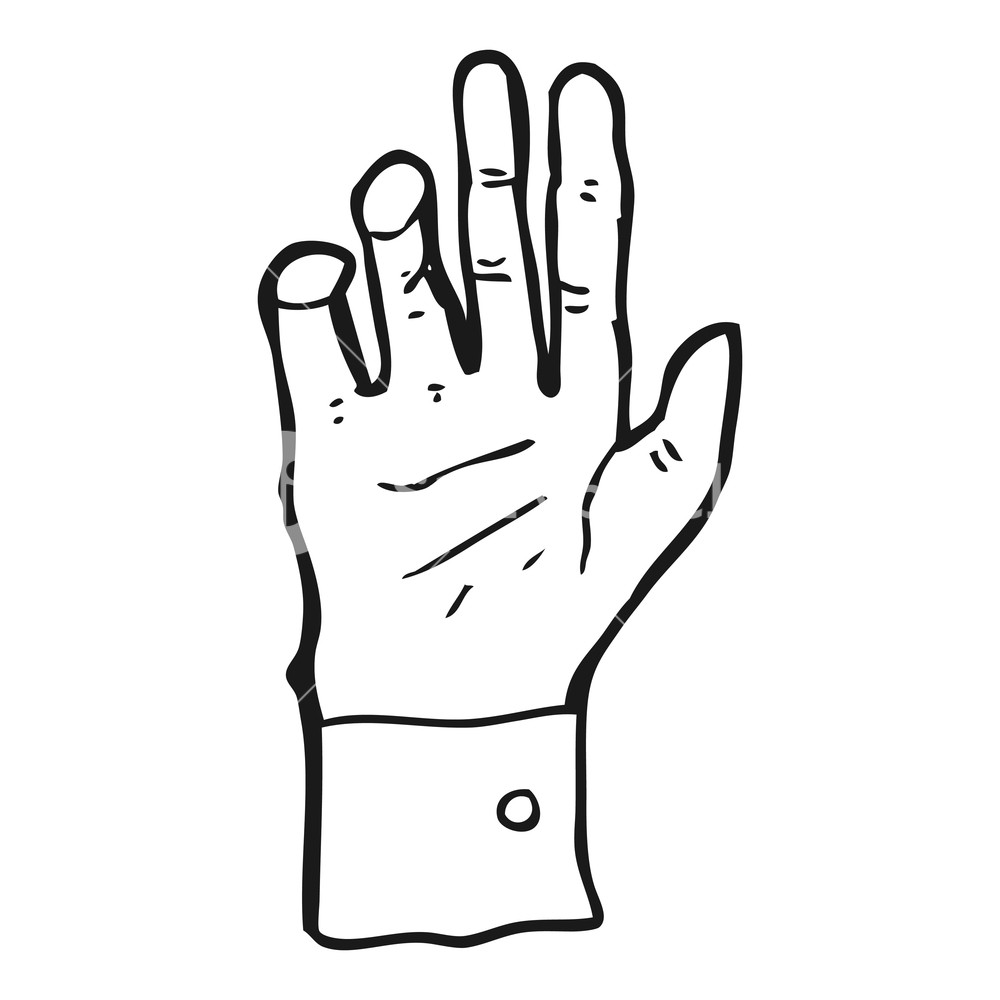1000x1000 Freehand Drawn Black And White Cartoon Hand Reaching Royalty Free