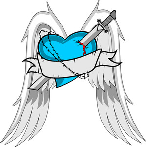 299x300 Heart With Wings Sword And Ribbon Royalty Free Stock Image