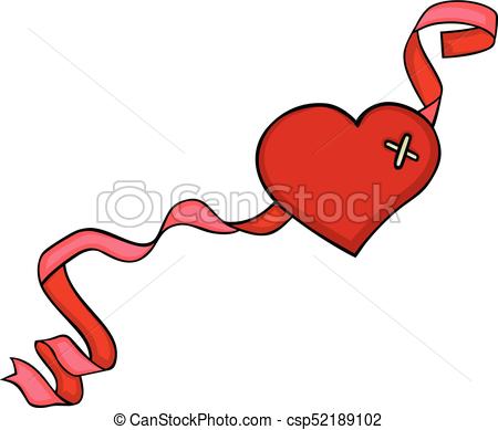 450x389 red heart with ribbon scalable vectorial image representing
