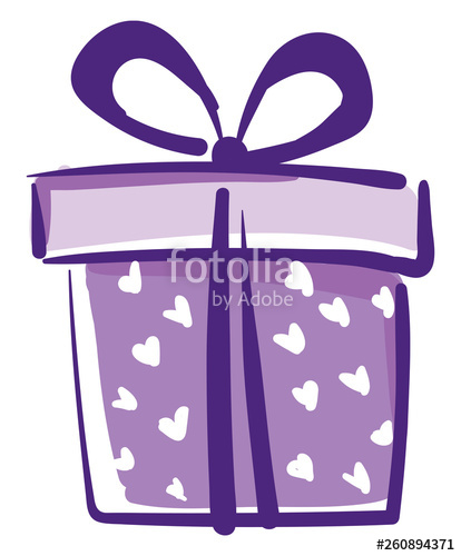 414x500 A Surprise Box Wrapped With Purple Decorative Paper And Heart
